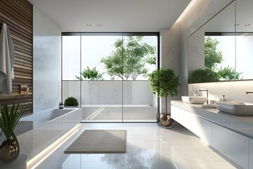 Obraz premium interiors elegant bathrooms with natural light