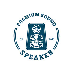 speaker sound system logo design with creative concept premium vector