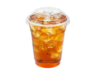 Refreshing iced tea in a clear plastic cup with a lid and straw, perfect for a hot summer day or a quick cool drink on the go.