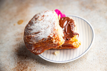 sweet bun chocolate spread fresh cooking appetizer meal food snack on the table copy space food background rustic top view