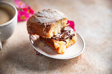 sweet bun chocolate spread fresh cooking appetizer meal food snack on the table copy space food background rustic top view