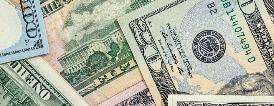 Lots of paper usd dollar bank notes as background