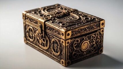 An antique wooden treasure chest with a lock