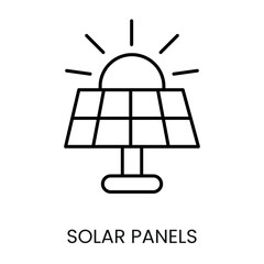 Solar panels line vector icon for packaging on cctv camera with editable stroke