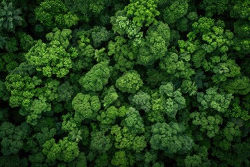 A lush green forest with many trees. Concept of tranquility and serenity, as the viewer is surrounded by the peacefulness of nature