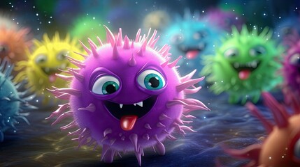 Obraz premium The Mischievous Microbes Grin