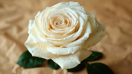 fresh white rose and water droplets 