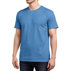 man in blue t shirt mockup png 