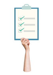 Hand holding png clipboard, transparent background