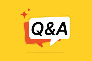 Info banner template. Speech bubble design with Q and A phrase vector illustration. Question and answer message. Quality support promotion banner. QA chat bubble