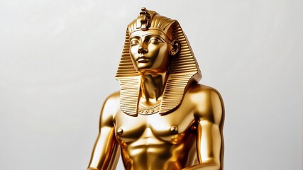 Ancient Egyptian deity statue in gold, showcasing religious art and spirituality