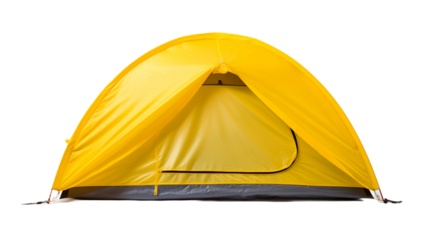 Camping yellow tent isolated on transparent png background.

