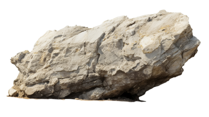 Big heavy rock isolated on transparent png background.