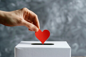 Adult and child hands holding a red heart on an aqua background symbolize heart health, donation, corporate social responsibility, World Heart Day, World Health Day, and Family Day.
