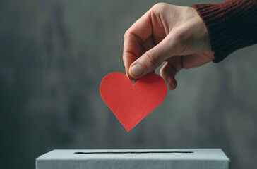 Adult and child hands holding a red heart on an aqua background symbolize heart health, donation, corporate social responsibility, World Heart Day, World Health Day, and Family Day.
