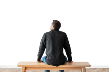 Man png sitting on a bench rear view