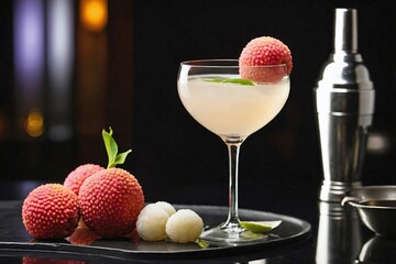 Lychee Martini: an elegant lychee martini served in a chilled martini glass.