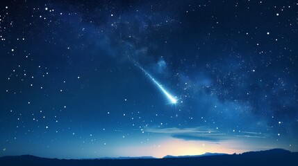 Fototapeta premium beautiful comet with colorful train in night sky
