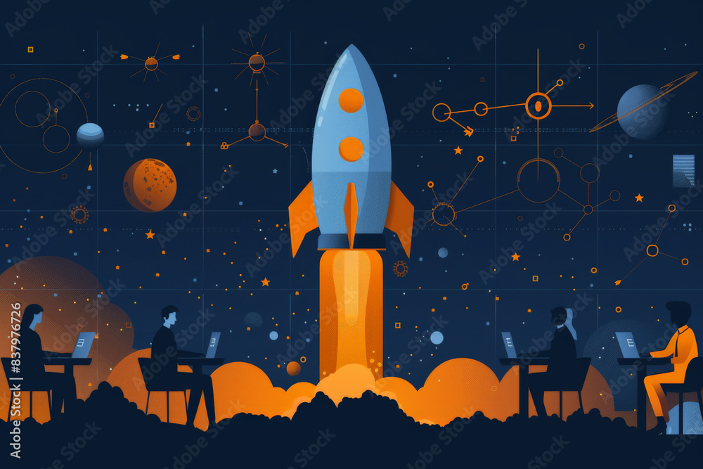 Wall mural bootstrapping and business incubator with design a detailed flat design illustration of a startup ac