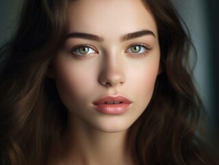 Obraz premium A portrait of a woman with flowing long hair