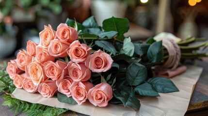 Fototapeta premium Pink Roses, Paris, France 