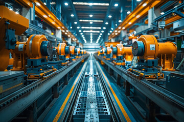 Industrial innovation and workforce diversity with Design an image of a diverse workforce driving industrial innovation in a cutting-edge manufacturing facility, with advanced machinery and