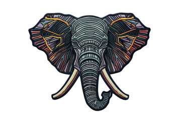 Obraz premium Colorful decorative elephant illustration with artistic lines and patterns, emphasizing the intricate details of its ears and trunk.
