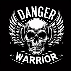 Danger warrior skull vector illustration graphic with decorative colourful pattern with sword and crossbones t-shirt