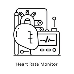 Heart Rate Monitor vector outline icon style illustration. Symbol on White background EPS 10 File