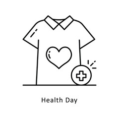 Health Day vector outline icon style illustration. Symbol on White background EPS 10 File