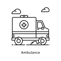 Ambulance vector outline icon style illustration. Symbol on White background EPS 10 File