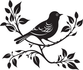 Birds Leafy Branch Leafy Hideaway Avian Refuge
