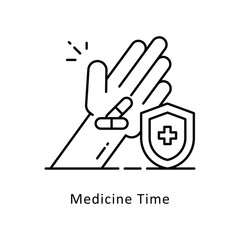 Medicine Time vector outline icon style illustration. Symbol on White background EPS 10 File