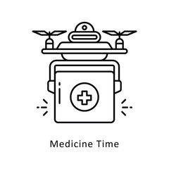Medicine Time vector outline icon style illustration. Symbol on White background EPS 10 File