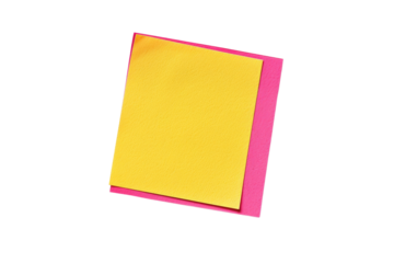 Stack of colorful sticky notes isolated on transparent background. featuring yellow and pink paper. Perfect for reminders, office, school, and organization.