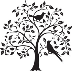 Birds Leafy Sanctuary Leafy Branch Birds Shelter