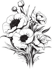 Elegant Petals Bouquet Logo Icon Blossom Delight Floral Vector Design