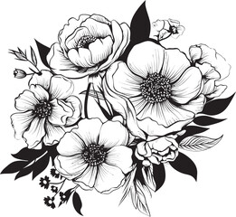 Blooming Delight Floral Icon Art Floral Essence Bouquet Logo Graphic