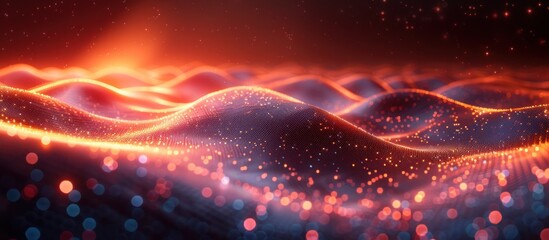 Obraz premium Wave weaving lines network connection technology