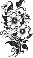 Serene Blossoms Bouquet Logo Art Elegant Blooms Floral Icon Design