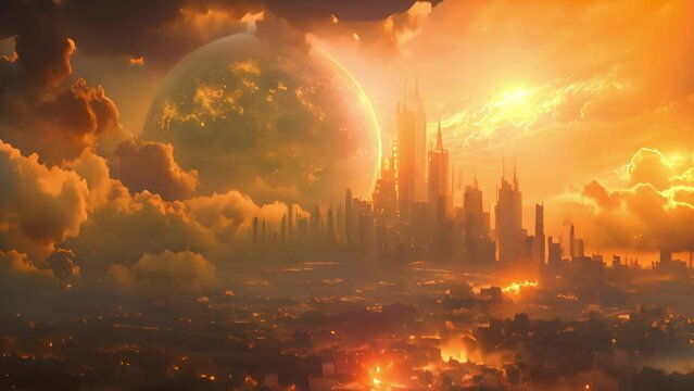 The world is in ruins. The city is on fire. The sky is filled with smoke and ash. The future is uncertain. What will happen next?