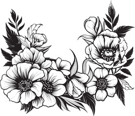 Blooming Harmony Bouquet Logo Art Serene Blooms Floral Icon Design