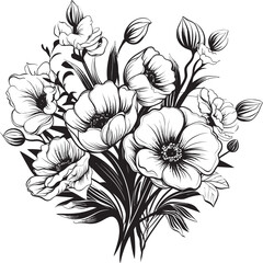 Blooming Delight Bouquet Icon Graphic Petal Brilliance Flower Vector Design