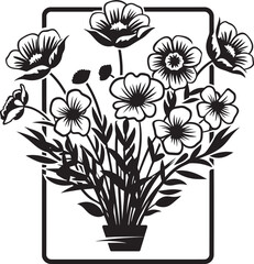 Blooming Symphony Floral Icon Art Graceful Petals Bouquet Logo Design