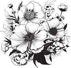 Blossoming Beauty Bouquet Vector Design Blooming Symphony Flower Icon Art