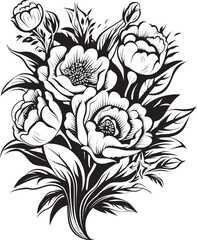 Petal Perfection Flower Bouquet Icon Design Serene Blossoms Vector Flower Logo