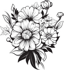 Blossom Brilliance Bouquet Icon Graphic Blooming Charm Floral Logo Art
