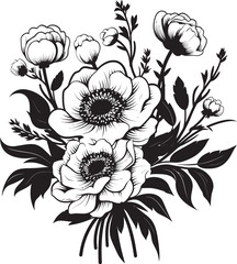 Blooming Bliss Floral Icon Graphic Graceful Blossoms Bouquet Logo Art