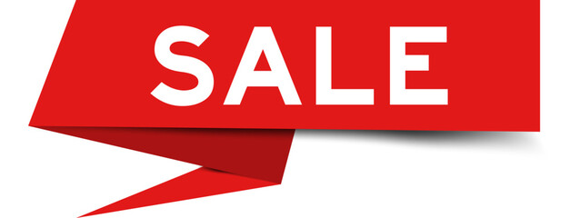 Red color speech banner with word sale on white background