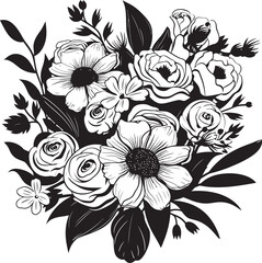 Serene Blossoms Flower Vector Design Floral Symphony Bouquet Logo Art